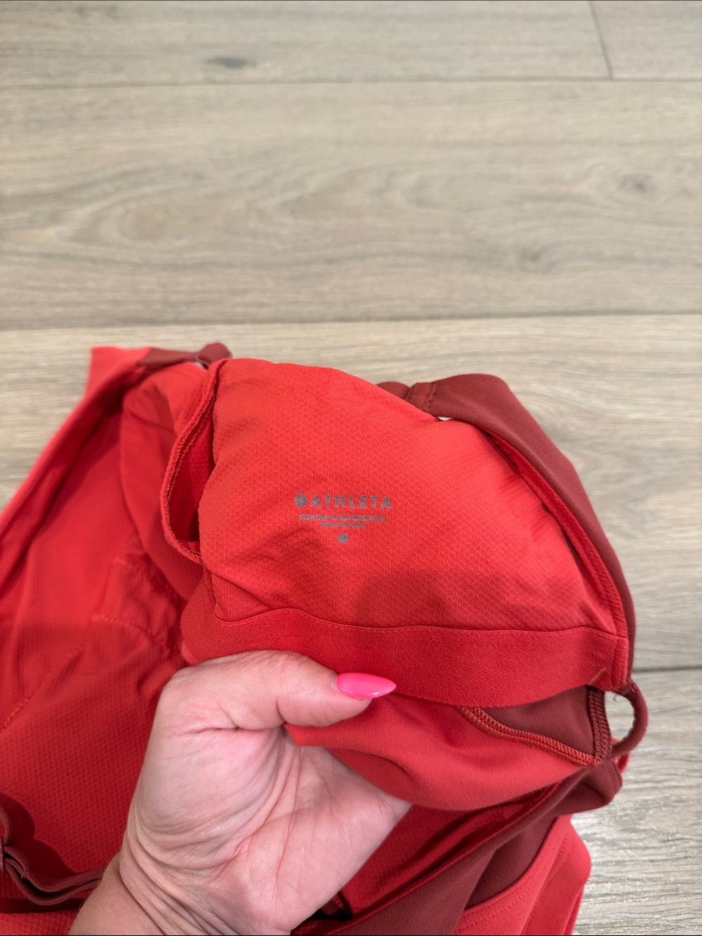 ATHLETA Lychee Red Intension Crop A-C High Neck Yoga Active Bra Top Size Medium - Picture 4 of 6